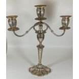 A LARGE GEORGE V SOLID SILVER THREE BRANCH CANDLEABRA, HALLMARKS FOR BIRMINGHAM, 1926, MAKER