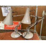 TWO RETRO BROWN ANGLE POISE LAMPS