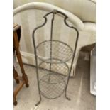 A VICTORIAN BRASS AND WIRE THREE TIER VEGATABLE RACK