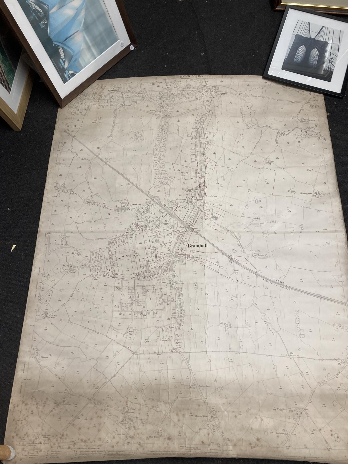 TWO OLD ORDNANCE SURVEY MAPS OF CHEADLE HEATH AND BRAMHALL EDITION OF 1909