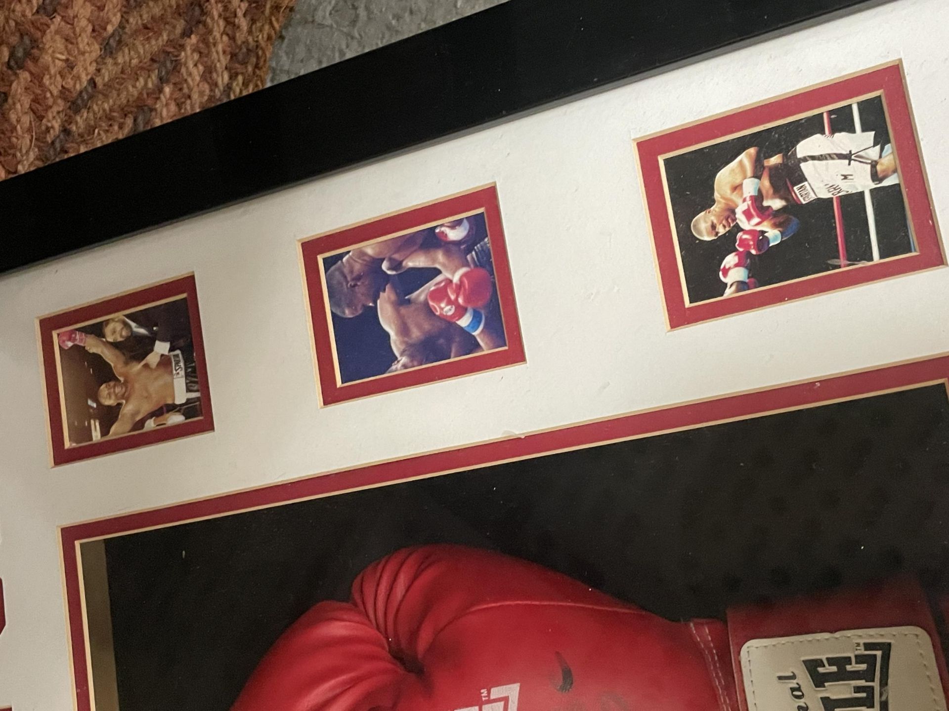 A TIM WITHERSPOON DOUBLE WORLD HEAVYWEIGHT CHAMPION, FRAMED AND SIGNED BOXING GLOVE MONTAGE WITH - Image 4 of 6