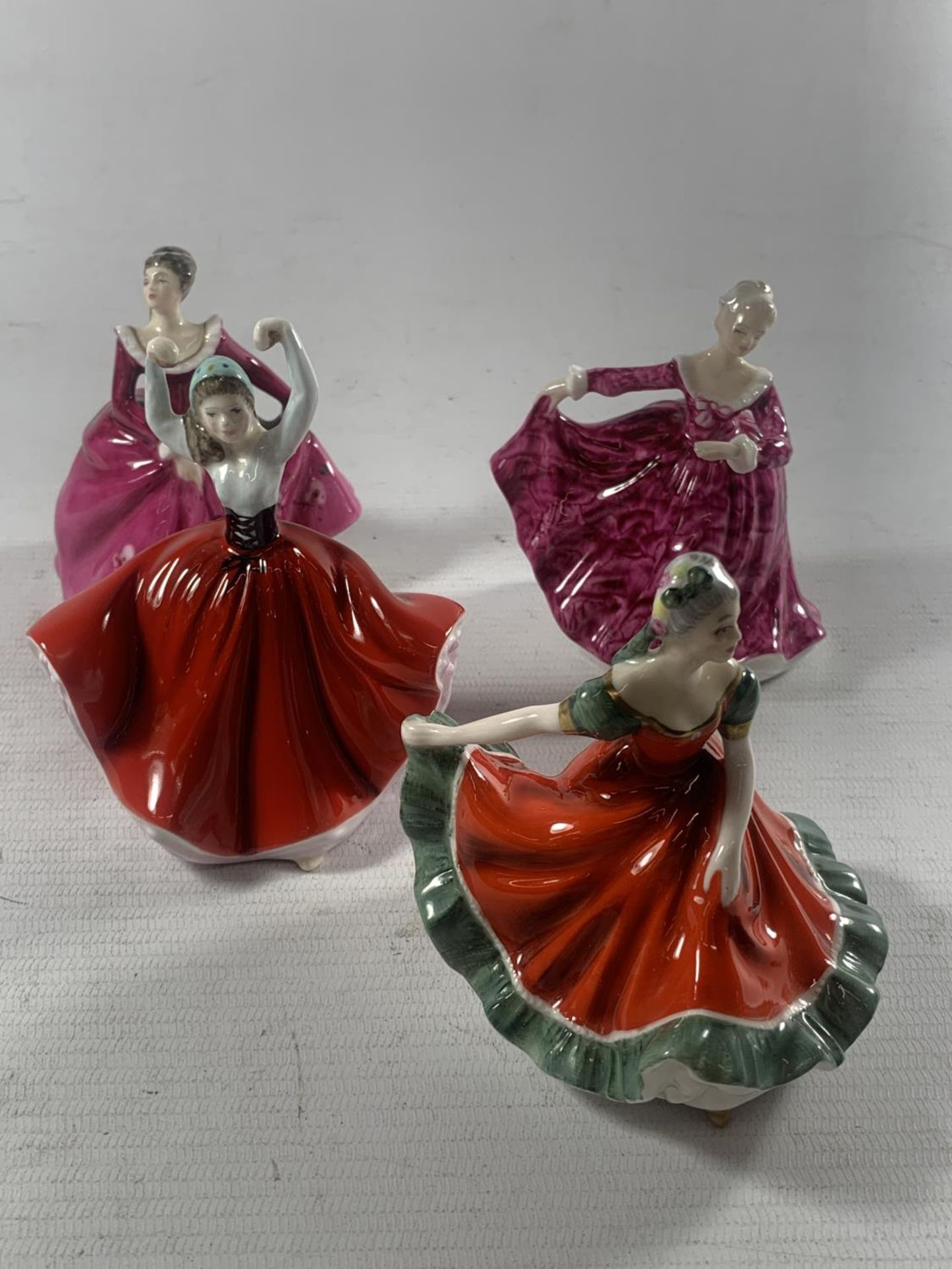 FOUR ROYAL DOULTON FIGURES TO INCLUDE KAREN, FRAGRANCE, KIRSTY, AND NINETTE