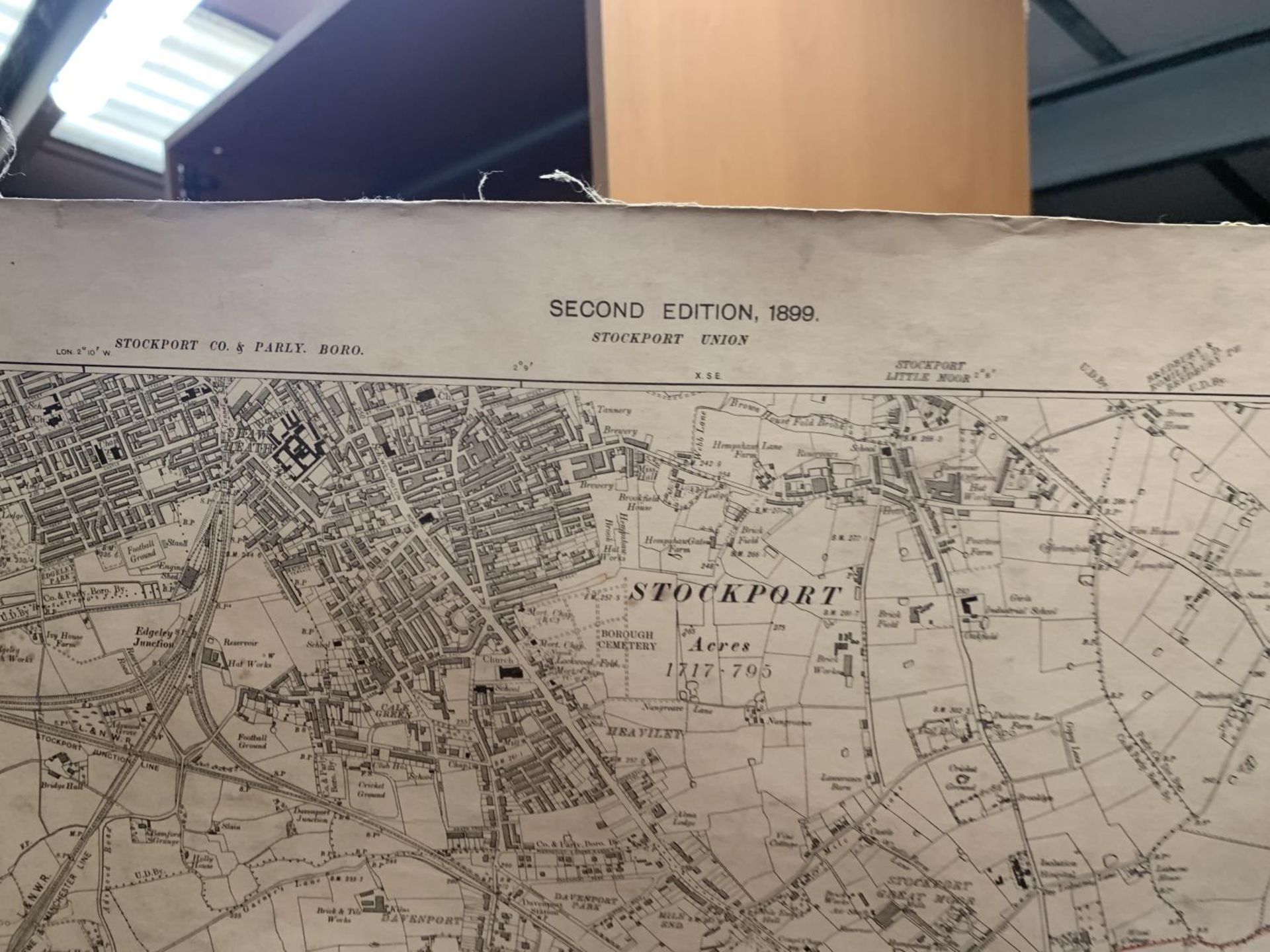 AN ANTIQUARIAN SECOND EDITION 1899 ORDNANCE SURVEY MAP OF STOCKPORT UNION, CHESHIRE AND DERBYSHIRE - Image 2 of 3