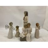 FIVE WILLOW TREE FIGURES TO INCLUDE 'LOVE', 'ANGEL OF WISHES', ETC