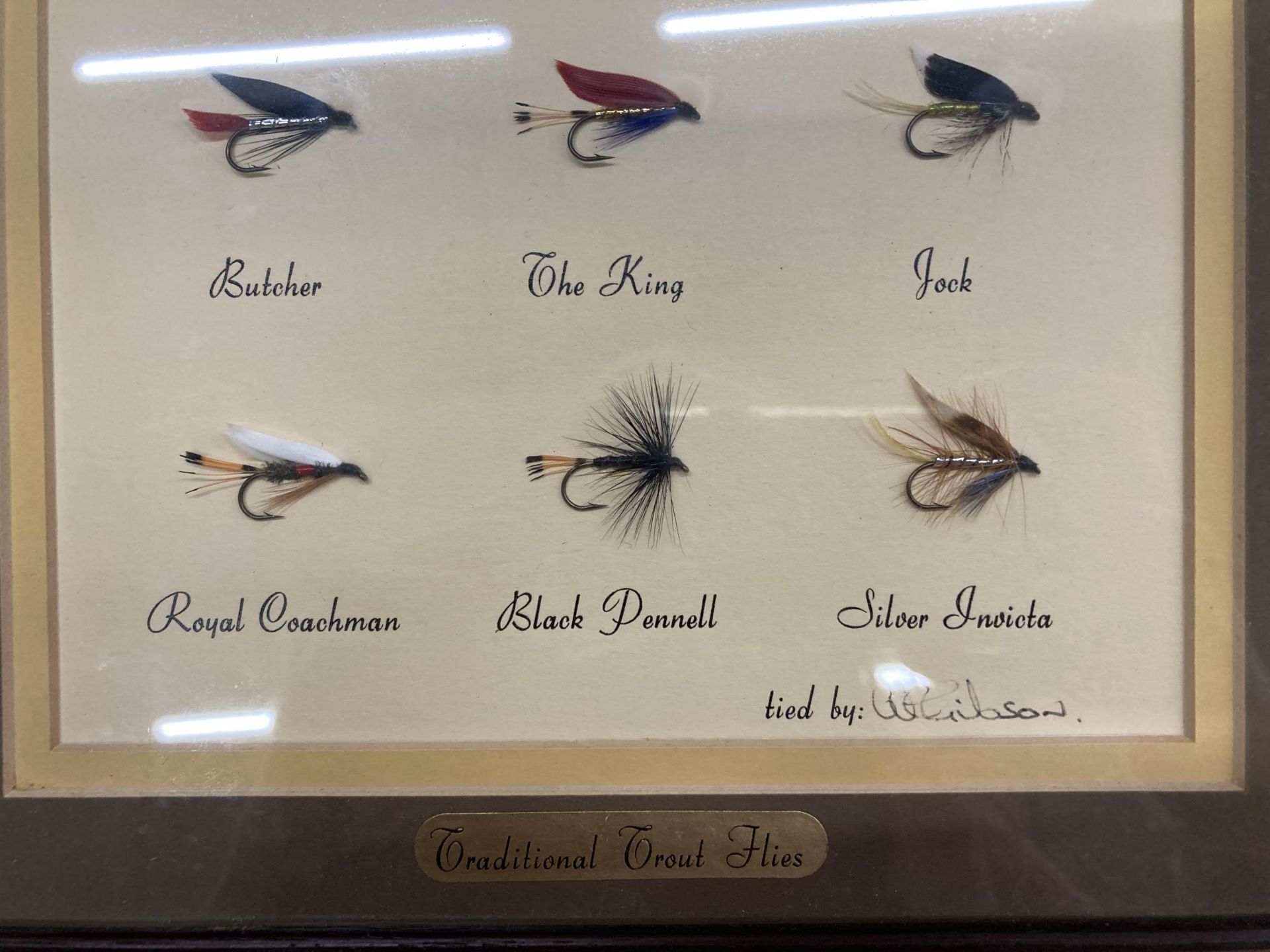 A FRAMED TRADITIONAL TROUT FLIES FISHING MONTAGE PICTURE - Image 2 of 2
