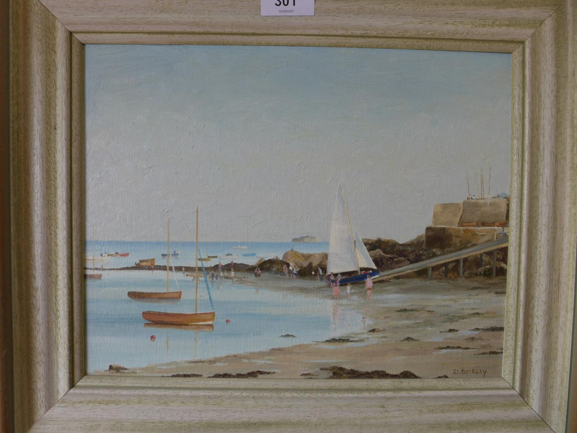 D BECKLEY (BRITISH 20TH CENTURY) 'SEA VIEW ISLE OF WIGHT', OIL ON BOARD, SIGNED, 25X32CM, FRAMED