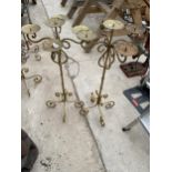 TWO WROUGHT IRON FOUR BRANCH CANDLE HOLDERS (H:89CM)