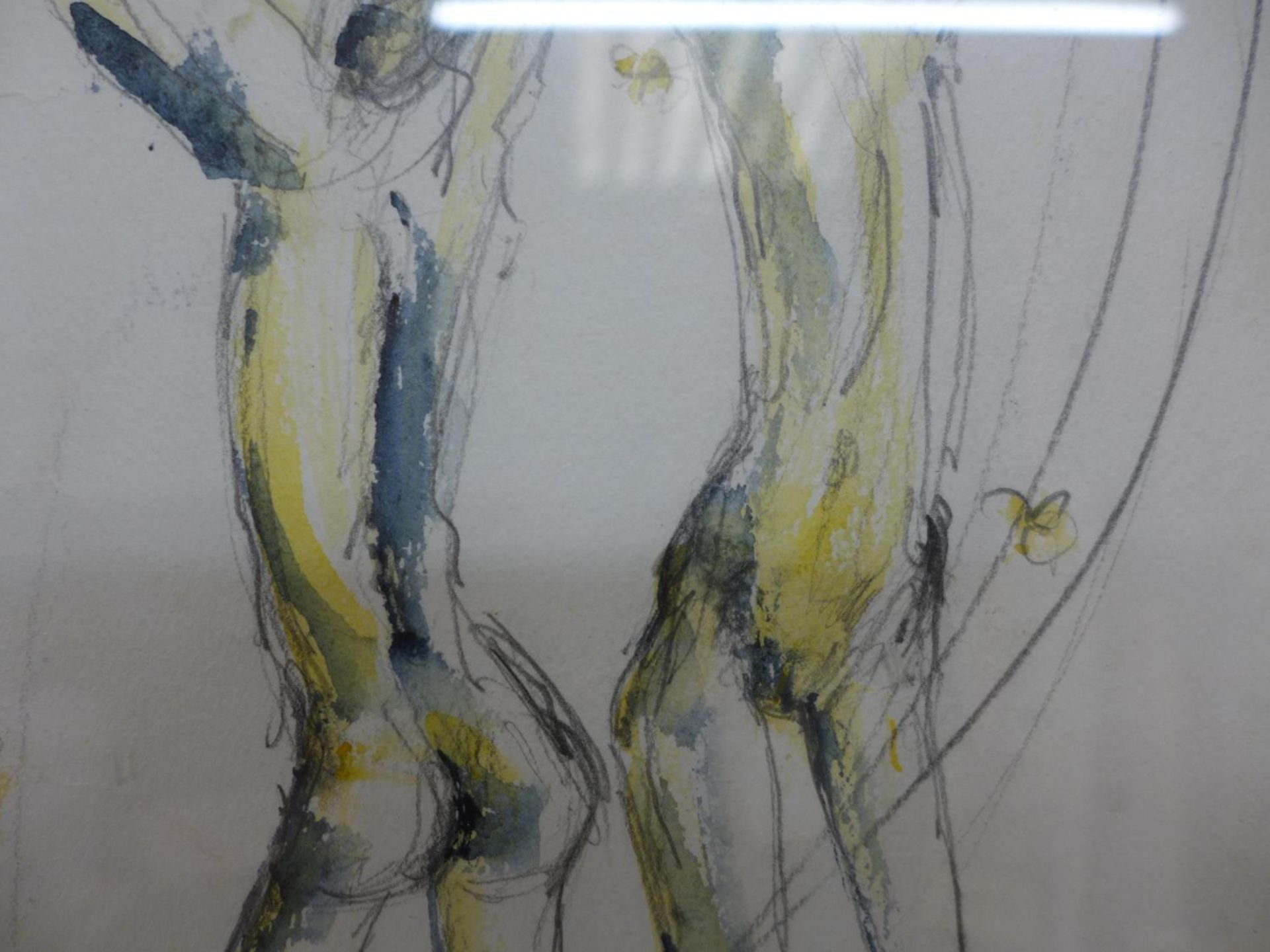 CABE (LATE 20TH CENTURY) 'SPRING DANCERS', PEN AND WATERCOLOUR, SIGNED AND DATED 87, 55X38CM, FRAMED - Image 4 of 4