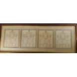 FOUR ETON COLLEGE BOATING CALENDARS FOR THE YEARS 1856, 1857, 1858 AND 1859, FRAMED