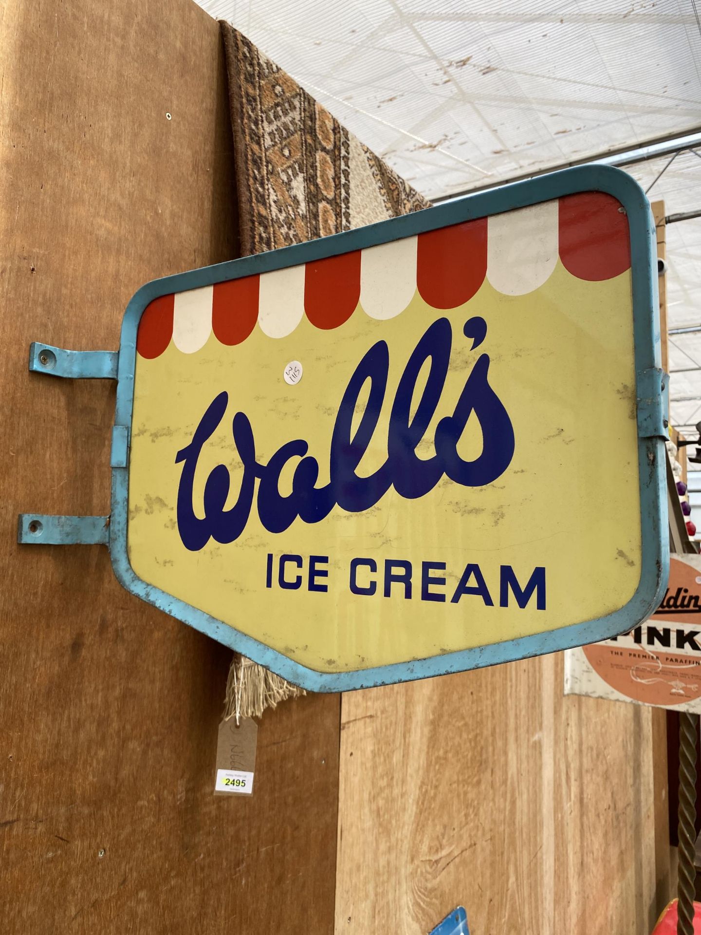 A BELIEVED ORIGINAL DOUBLE SIDED METAL WALLS ICE CREAM SIGN - Image 2 of 4