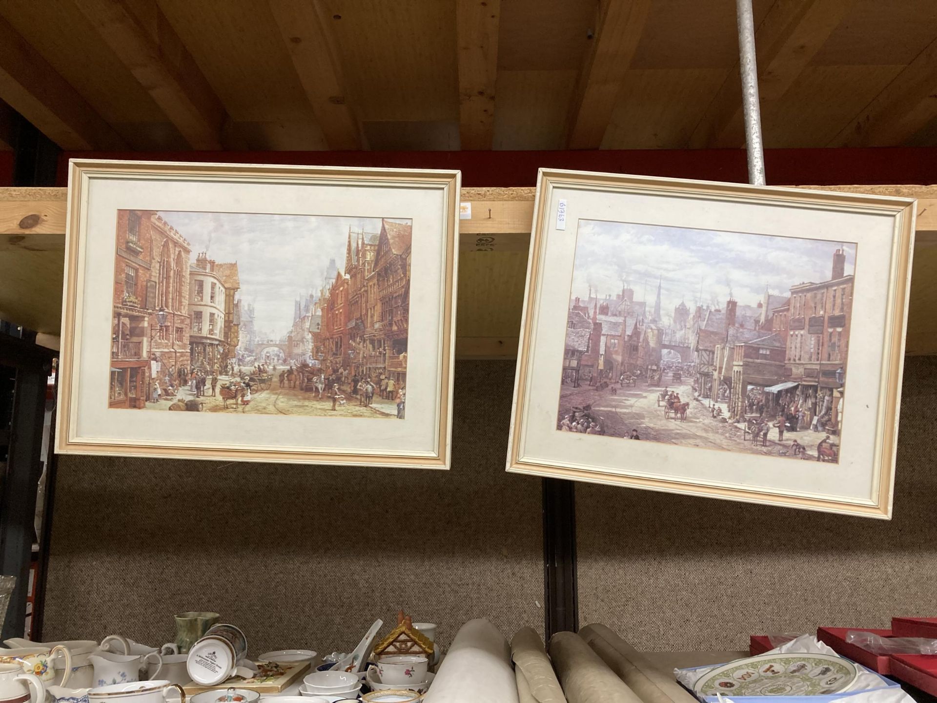 A PAIR OF FRAMED LOUISE RAYNARD PRINTS OF CHESTER SCENES