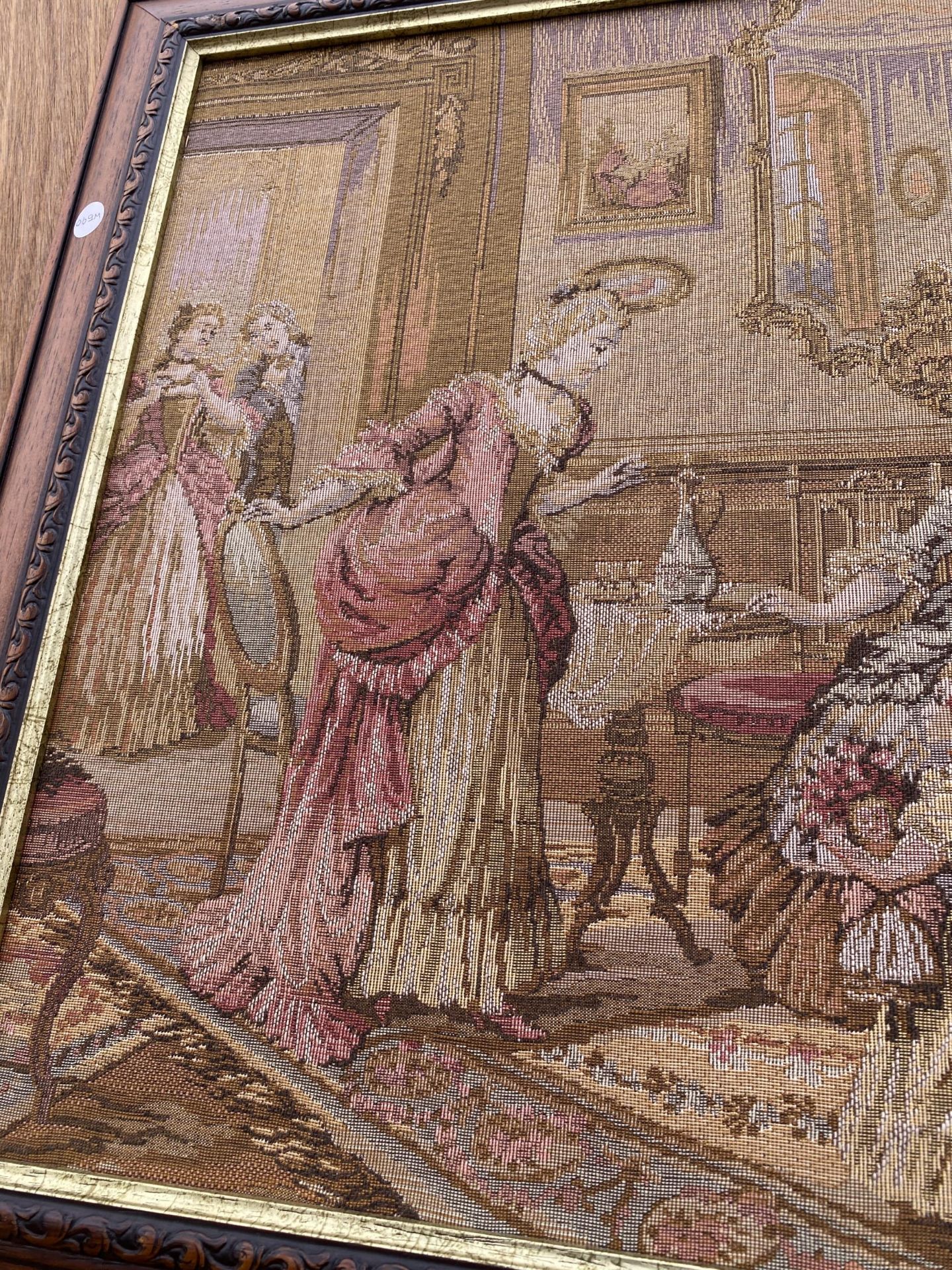 A FRAMED TAPESTRY OF A MANOR HOUSE SCENE - Image 3 of 4