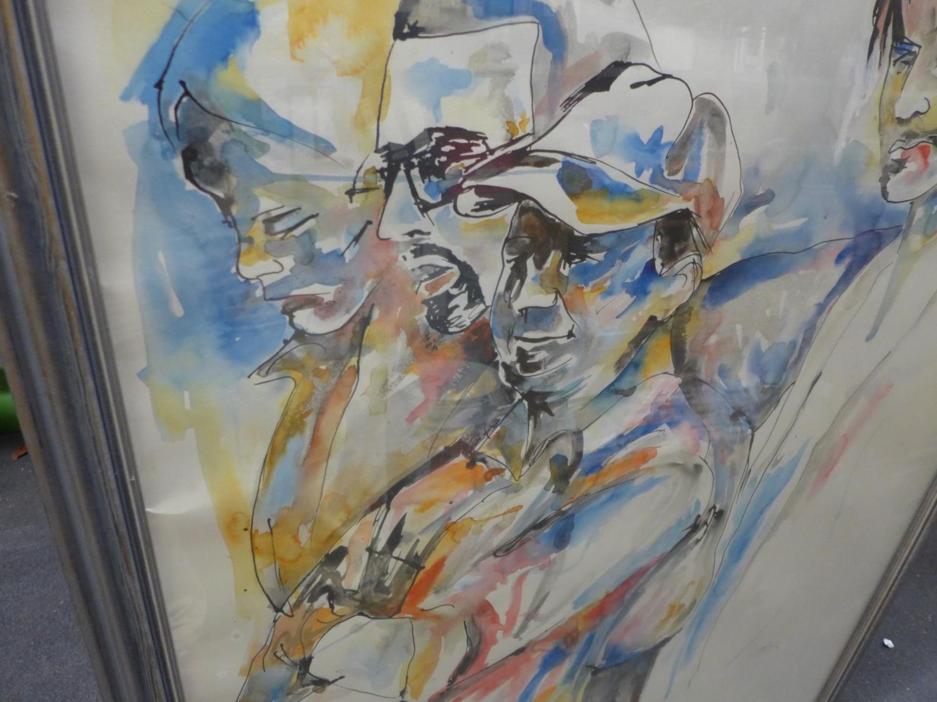 R.N. (LATE 20TH/EARLY 21ST CENTURY) FOUR MALE FIGURES WATERCOLOUR HIGHLIGHTED IN INK, BEARS - Image 4 of 4