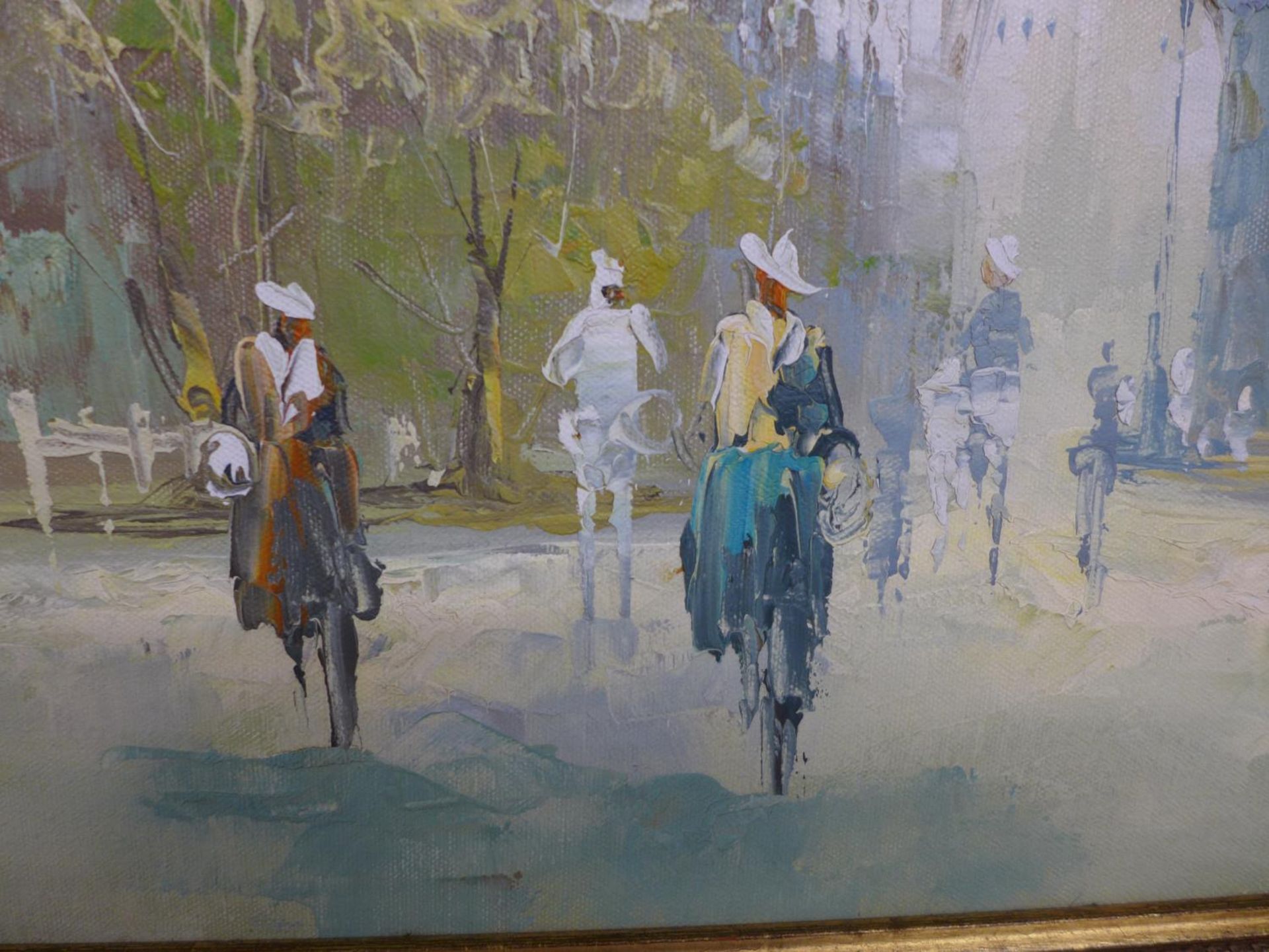 ROD ANSTON (?) CONTINENTAL STREET SCENE, OIL ON CANVAS, SIGNED, 59X90CM, FRAMED - Image 3 of 4
