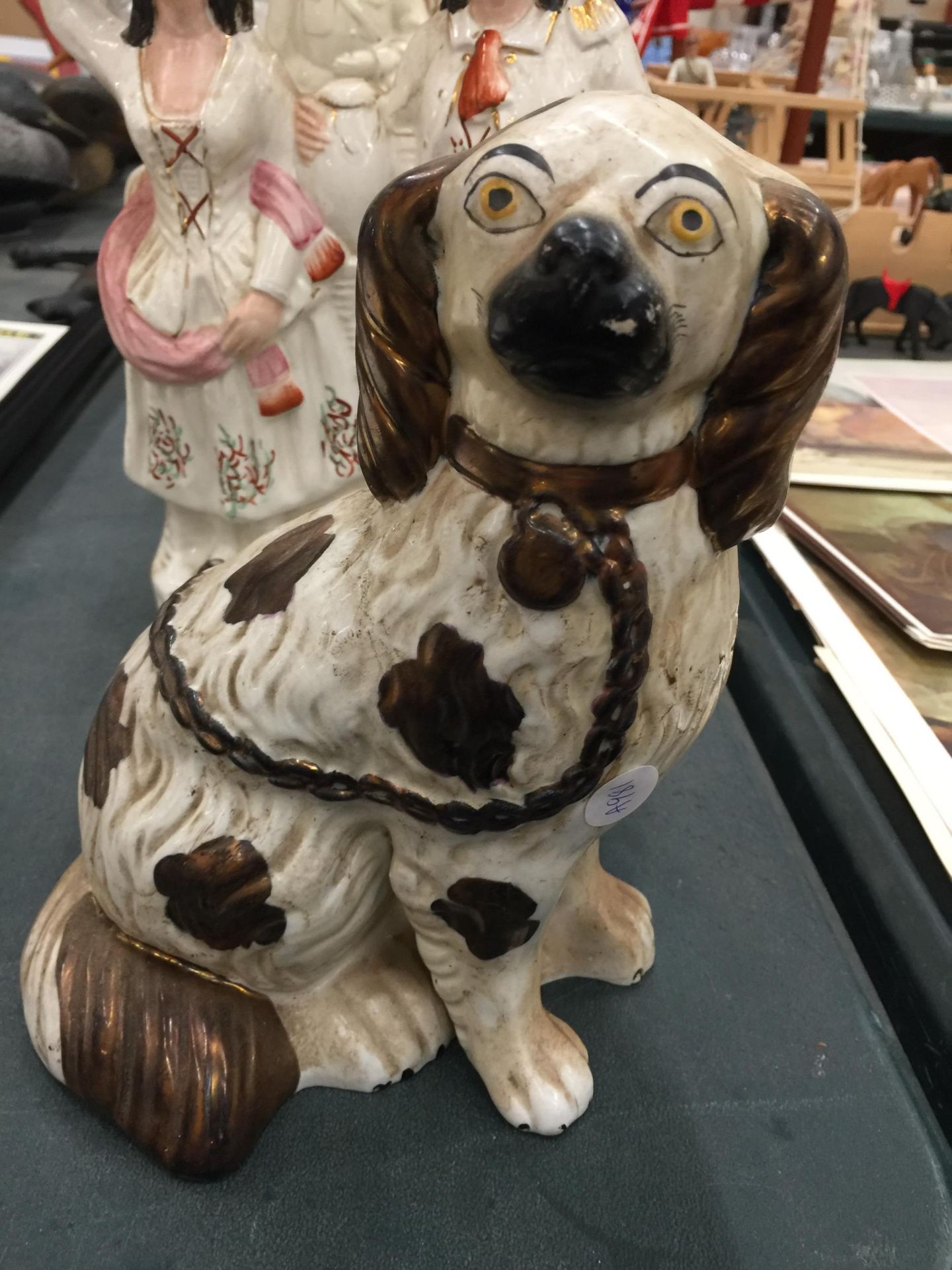 A QUANTITY OF VINTAGE STAFFORDSHIRE LARGE FIGURES TO INCLUDE THREE MANTLE DOGS, LORD KITCHENER AND A - Image 2 of 7