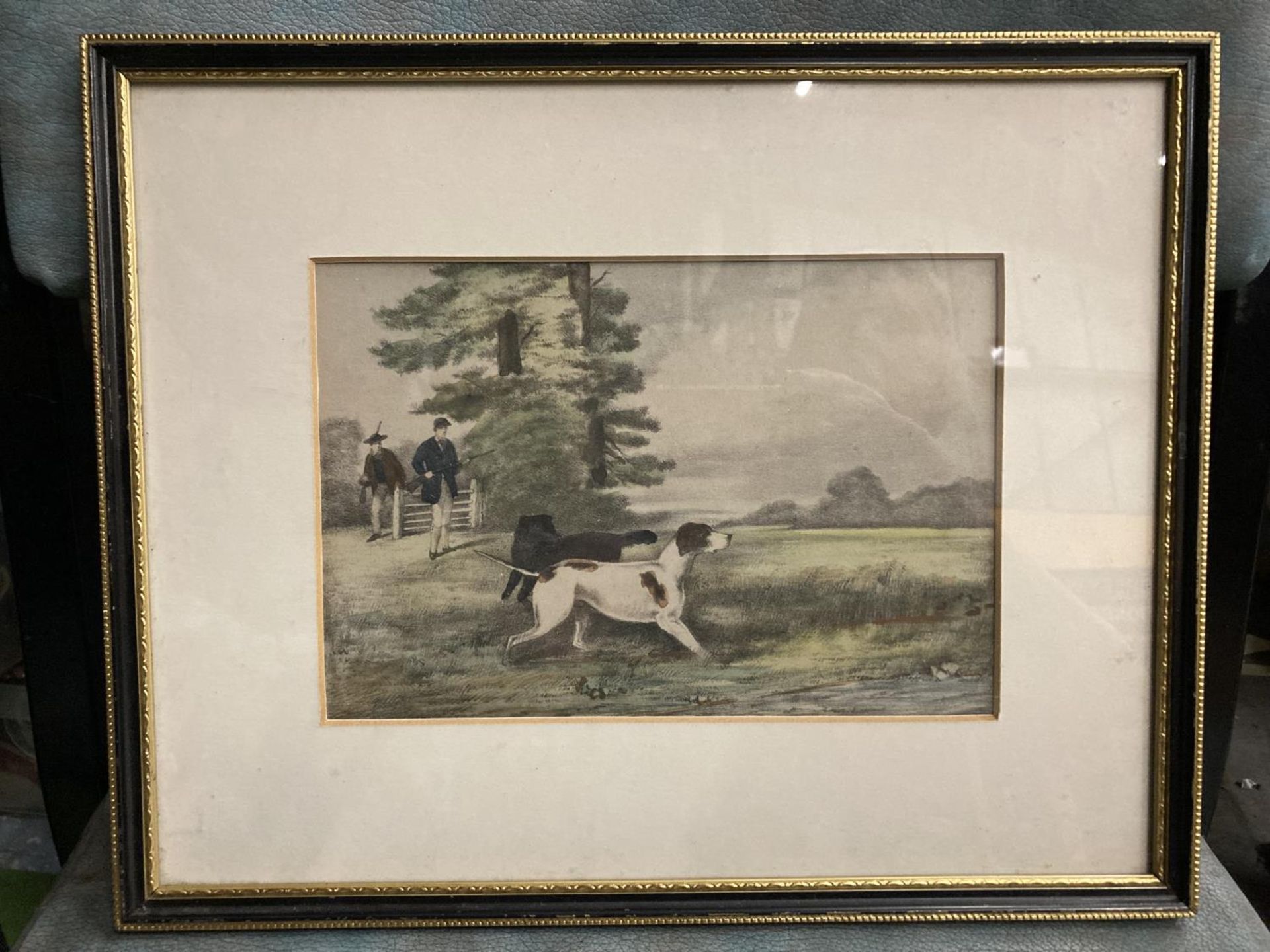 A VINTAGE WATERCOLOUR "THE HUNTING PARTY"