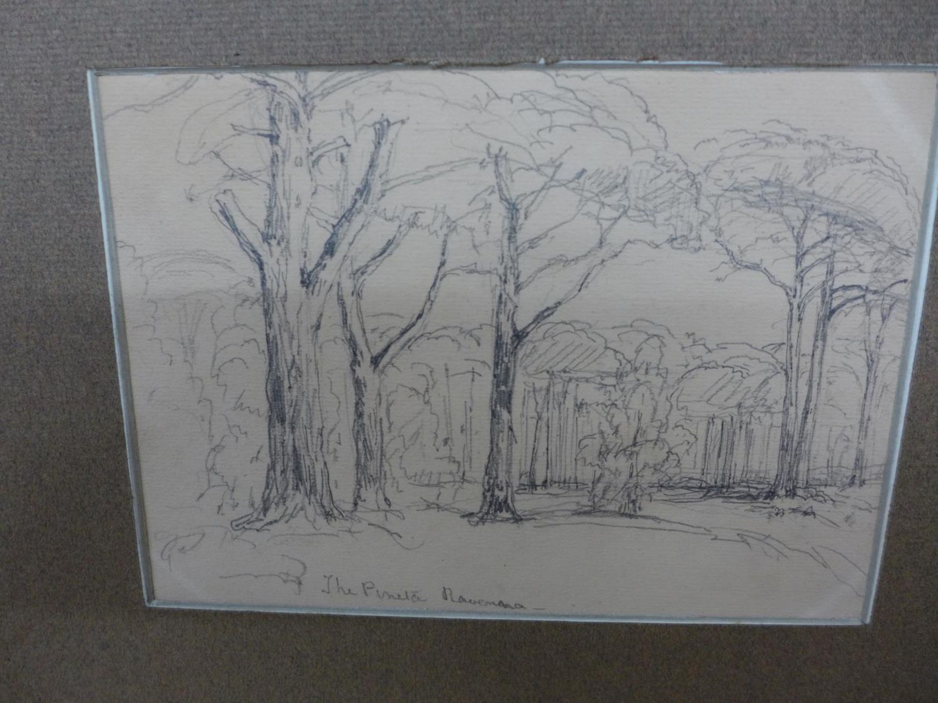 DOUBLE SIDED PENCIL SKETCHES 'ENTRANCE TO THE PINETA' AND 'THE PINETA RAVEMONA, 11.5CM X 16.5CM, - Image 4 of 4