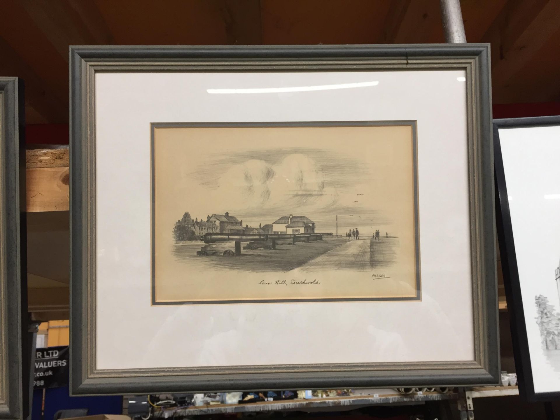 THREE PENCIL SKETCHES SIGNED JUDGES - 'GUN HILL', SOUTHWOLD, 'EAST GREEN AND LIGHTHOUSE', - Image 2 of 4