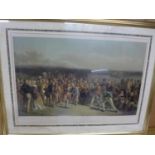 A COLOURED ENGRAVING 'THE GOLFERS A GRAND MATCH PLAYED OVER ST ANDREWS LINKS', ENGRAVED BY CHAS.E.