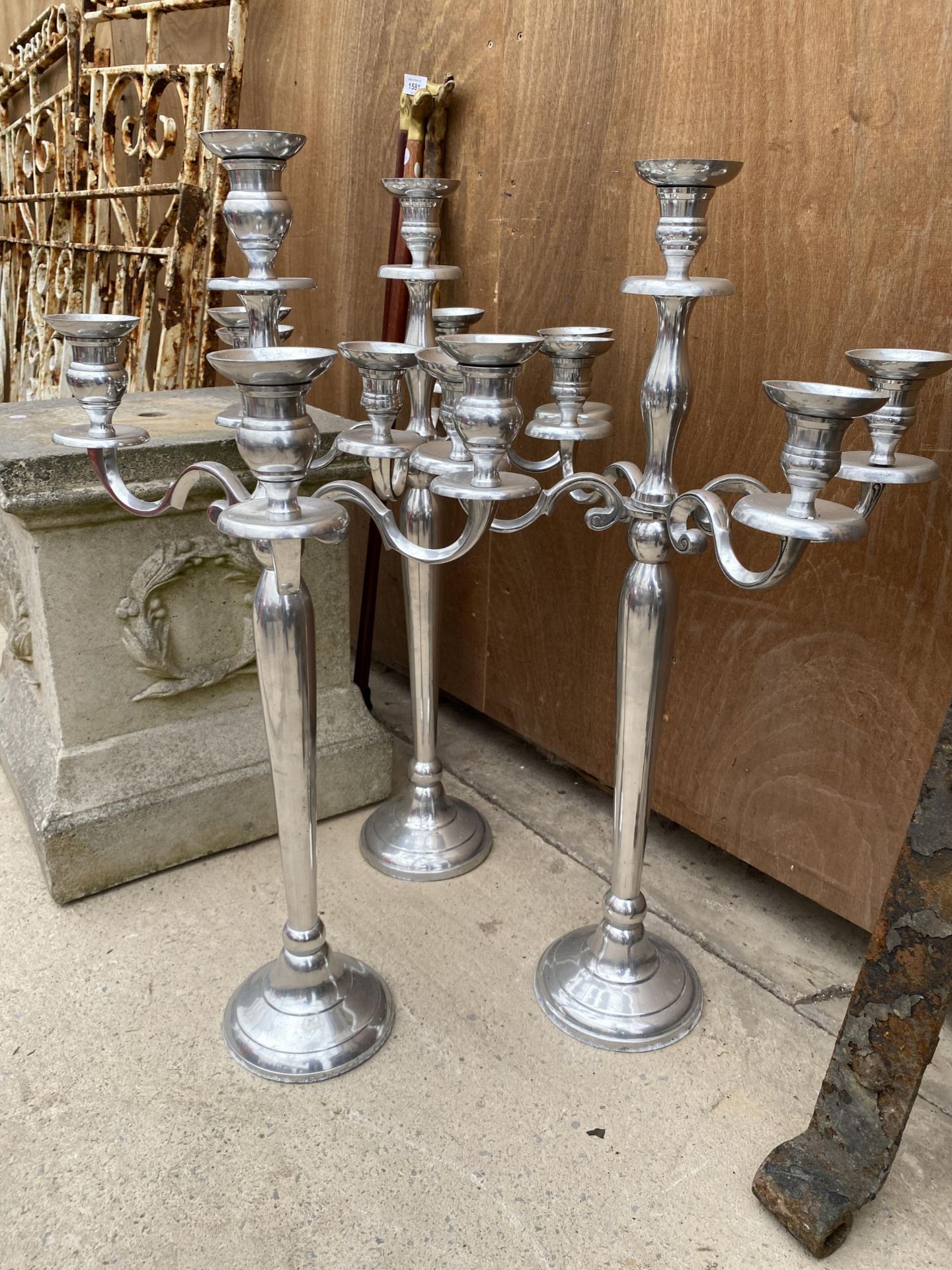 THREE FOUR BRANCH METAL CANDLESTICKS - Image 2 of 2