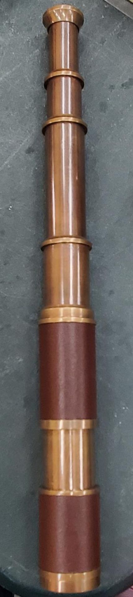 A BOXED BRASS AND LEATHER TELESCOPE - Image 2 of 3