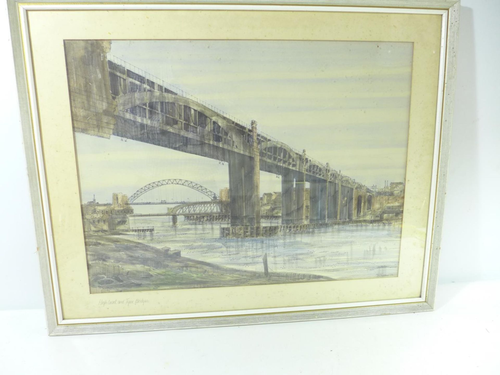 J.N.PADDEN (BRITISH 20TH CENTURY) 'HIGH LEVEL AND TYNE BRIDGE', HIGHLY DETAILED PEN AND INK AND