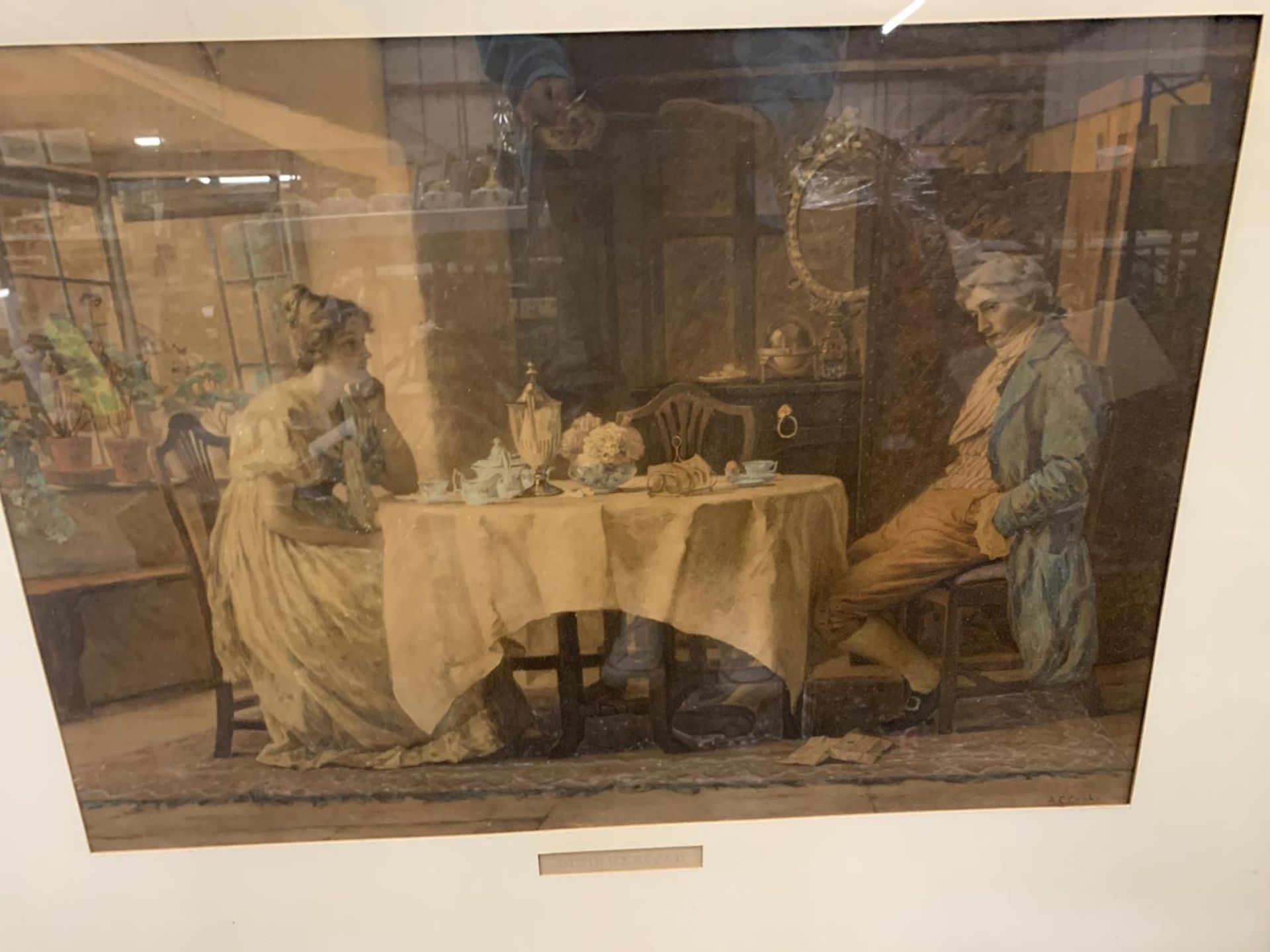 A VERY LARGE VINTAGE PRINT 'DISINHERITED' IN A WOOD AND GILT FRAME, 115CM X 96CM - Bild 2 aus 3