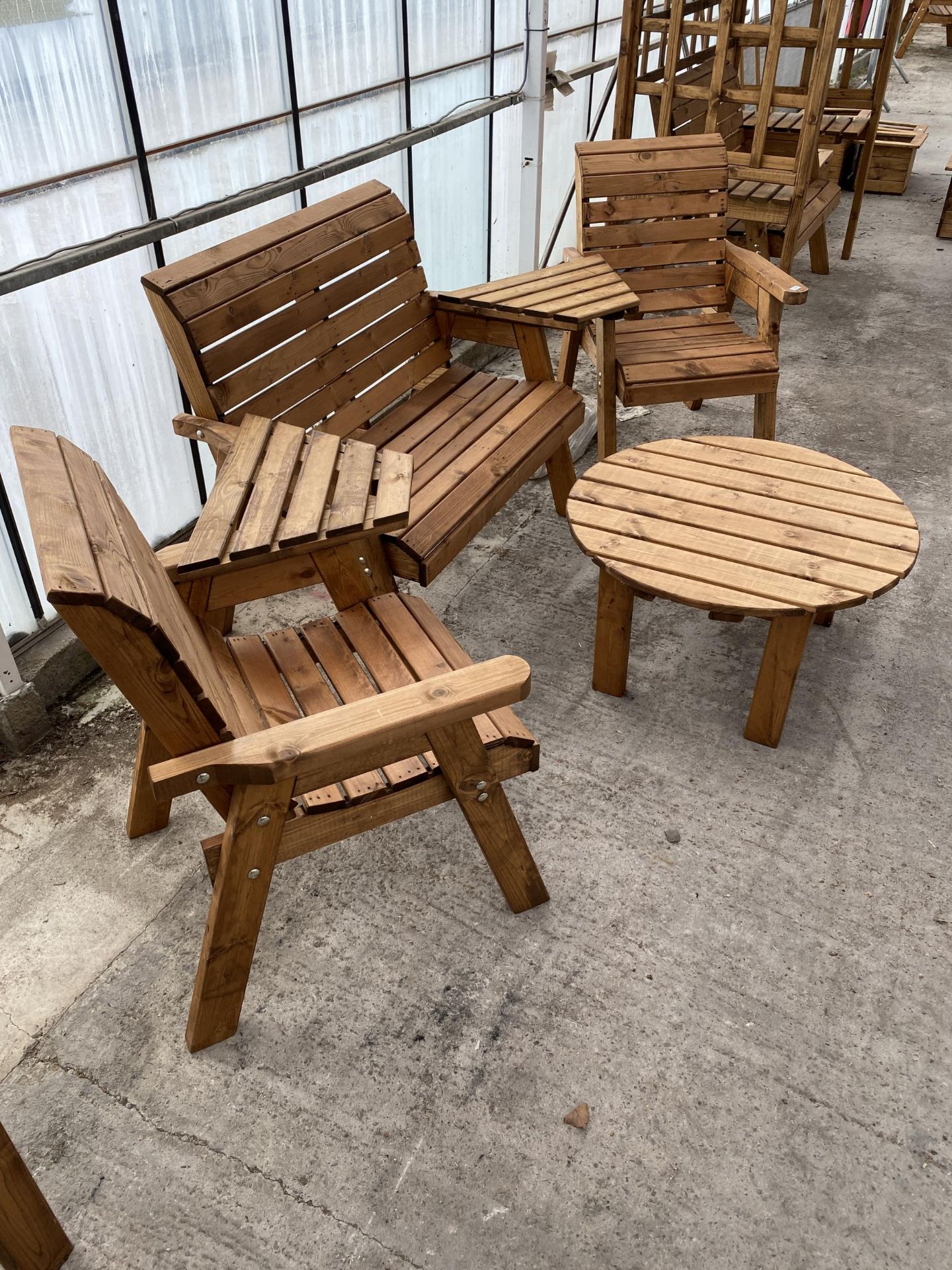 AN AS NEW EX DISPLAY CHARLES TAYLOR PATIO FURNITURE SET COMPRISING OF A TWO SEATER BENCH, TWO - Image 2 of 3