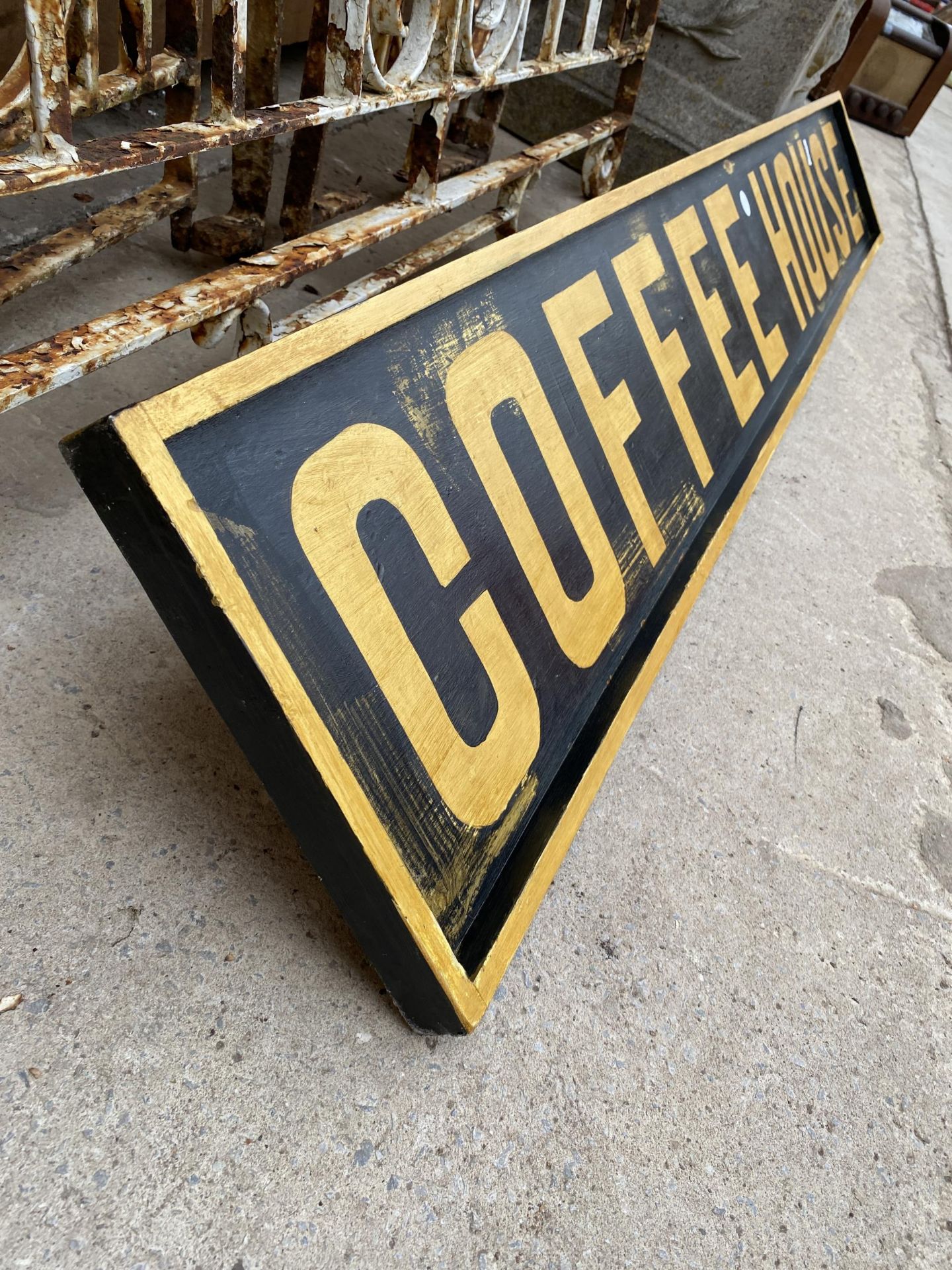 A WOODEN PAINTED 'COFFEE HOUSE' SIGN - Image 2 of 4