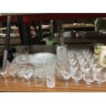 A LARGE COLLECTION OF CUT GLASS ITEMS, DRINKING GLASSES ETC