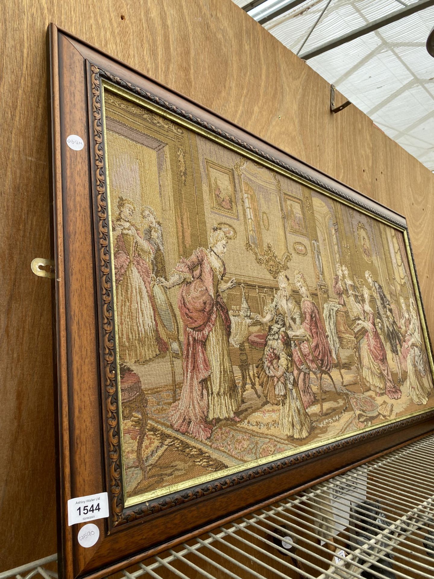 A FRAMED TAPESTRY OF A MANOR HOUSE SCENE - Image 2 of 4