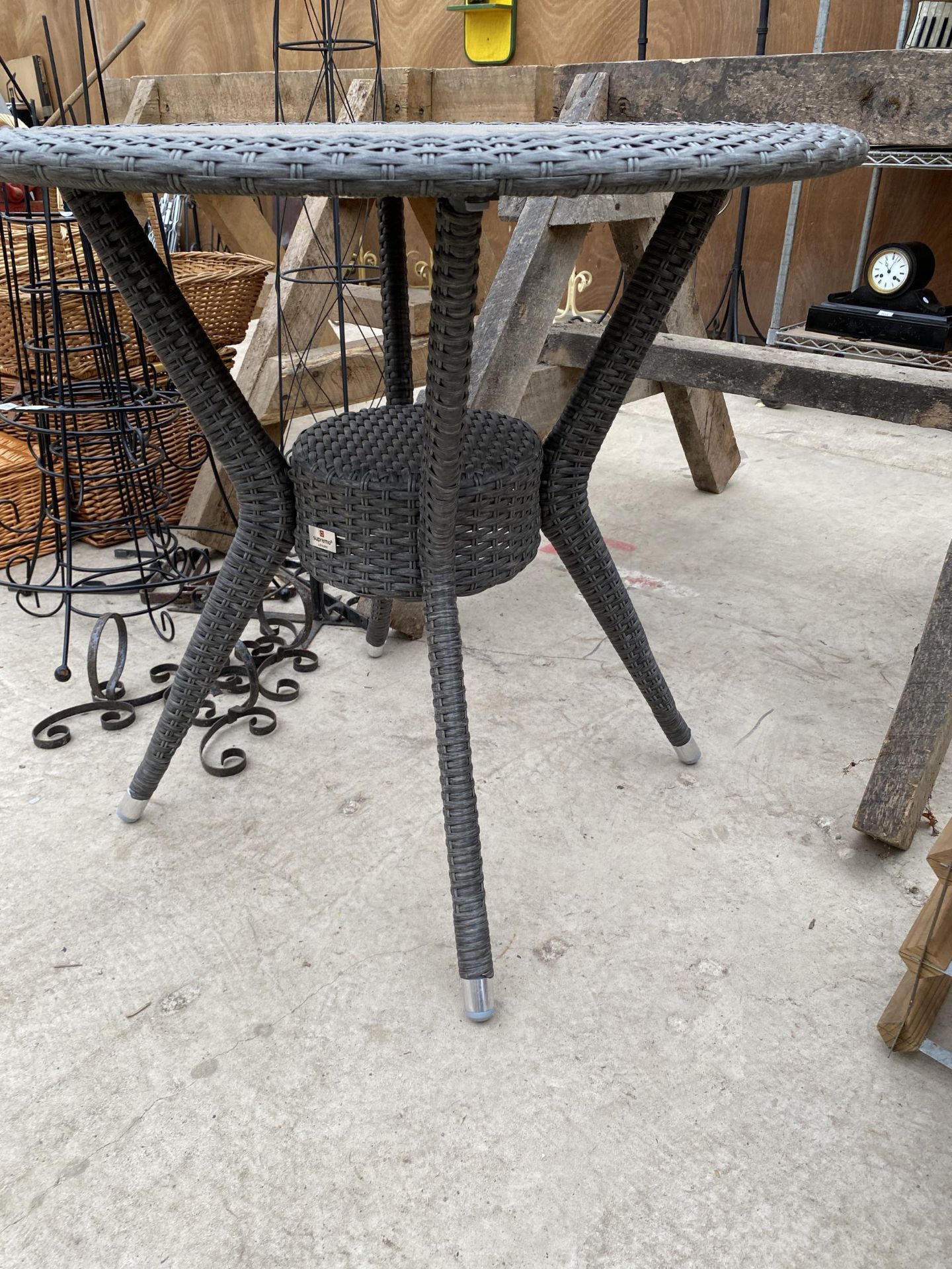 A RATTAN GLASS TOPPED BISTRO TABLE - Image 2 of 2