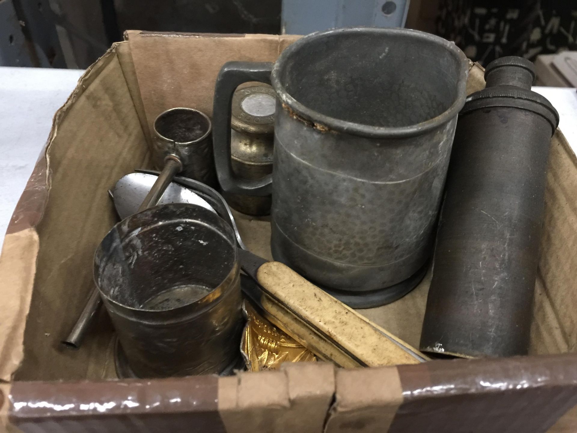 A GROUP OF SILVER PLATE, PEWTER ITEMS, OLYMPUS CAMERA ETC - Image 2 of 3