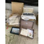 AN ASSORTMENT OF ITEMS TO INCLUDE BEDDING AND CLOTHING ETC