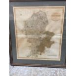 A VINTAGE FRAMED MAP OF STAFFORDSHIRE