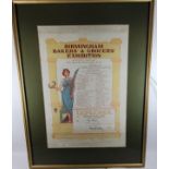 A BIRMINGHAM BAKERS' & GROCERS' EXHIBITION DIPLOMA POSTER DATED FEBRUARY 1913, FRAMED 52CM X 67CM