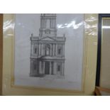 A COLLECTION OF SEVEN ASSORTED PICTURES/PHOTOS, COMPRISING PENCIL DRAWING, PEN AND INK OF A