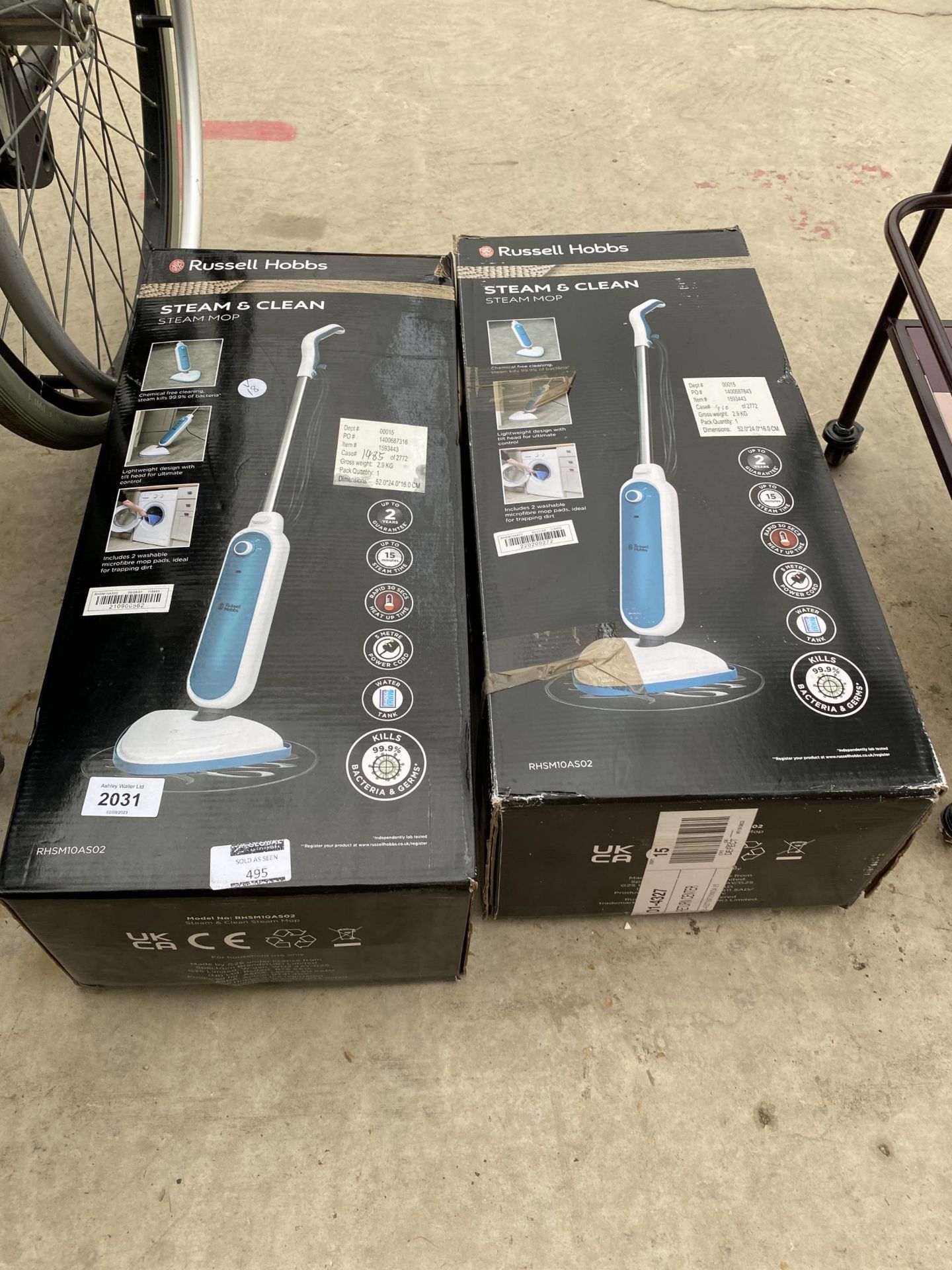 TWO BOXED RUSSELL HOBBS STEAM AND CLEAN MOPS