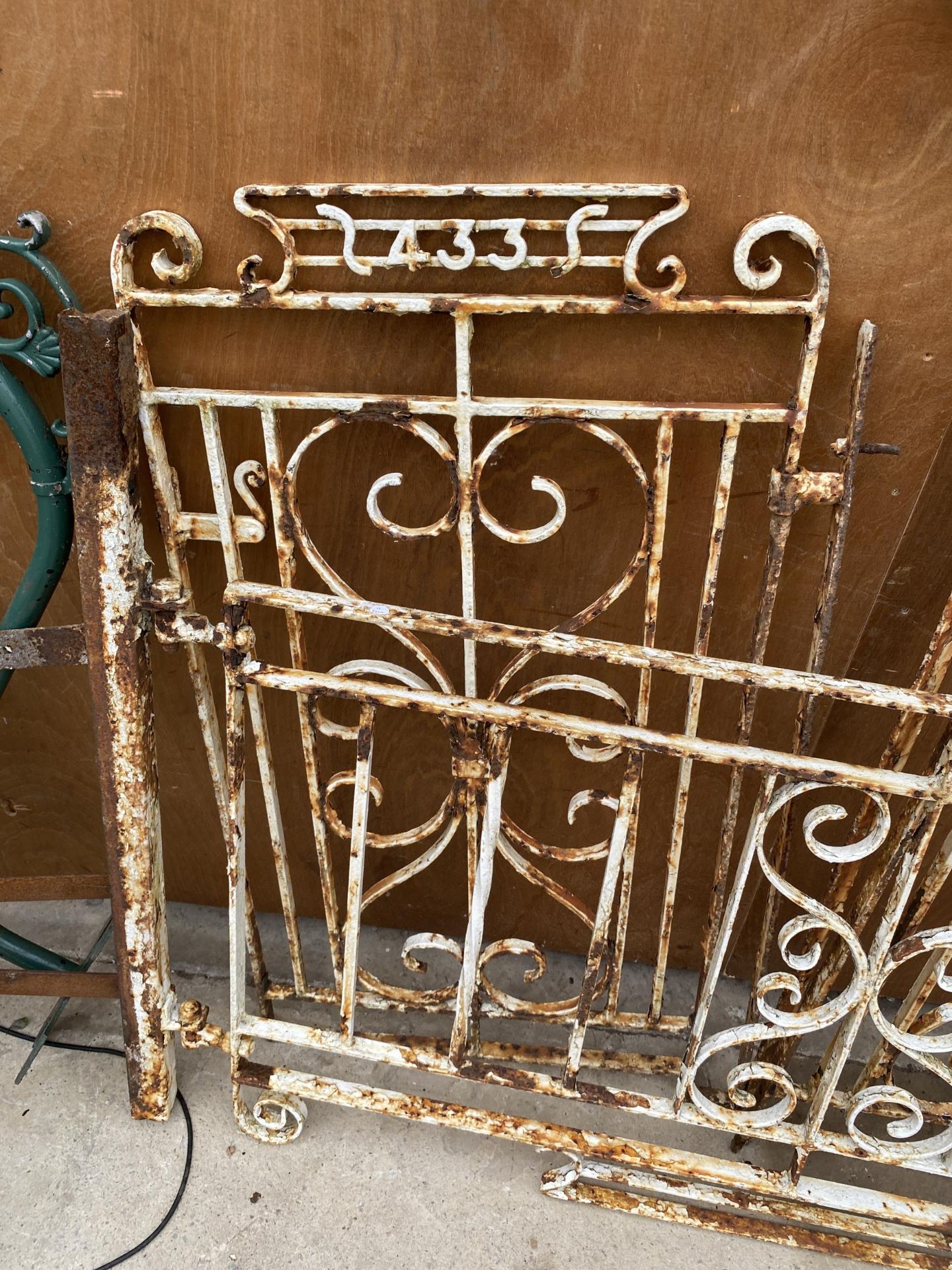 THREE VARIOUS VINTAGE WROUGHT IRON GARDEN GATES - Image 3 of 6