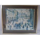 L.S.LOWRY, 'STREET PARADE', COLOURED PRINT, 45X60CM, FRAMED AND GLAZED