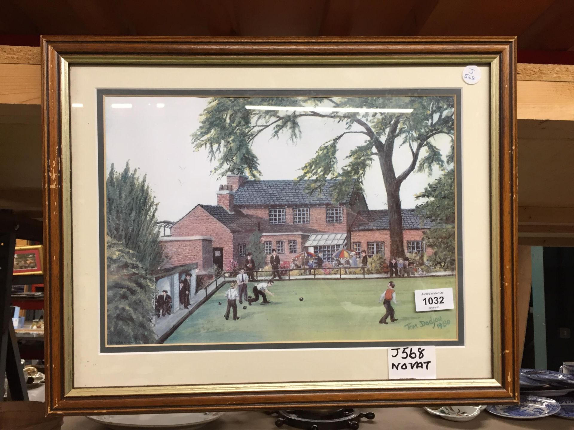 A PAIR OF FRAMED TOM DODSON PRINTS - FISHING & BOWLING GREEN - Image 3 of 4