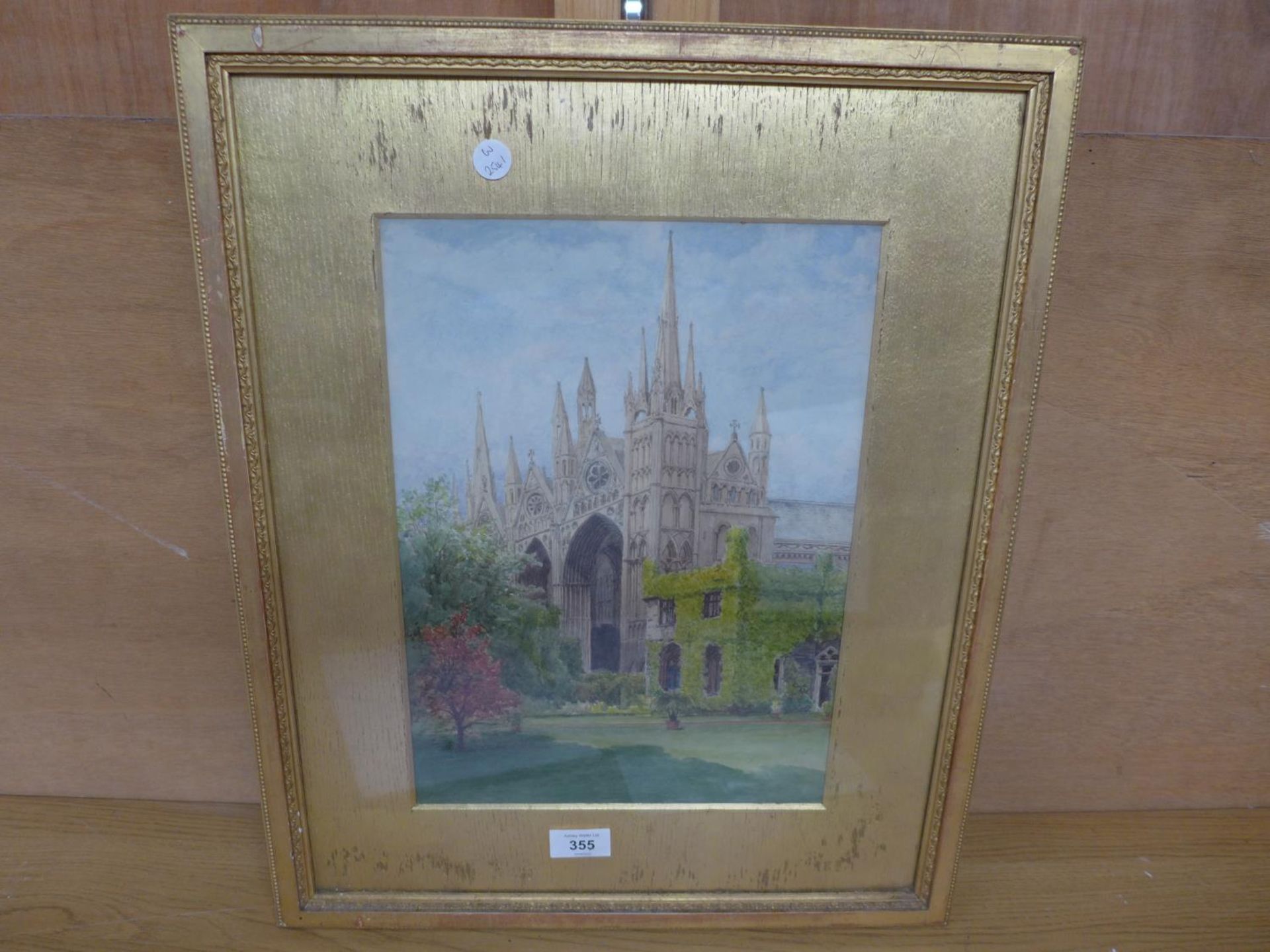 A LATE 19TH CENTURY CATHEDRAL SCENE, WATERCOLOUR, 35X25CM, FRAMED AND GLAZED