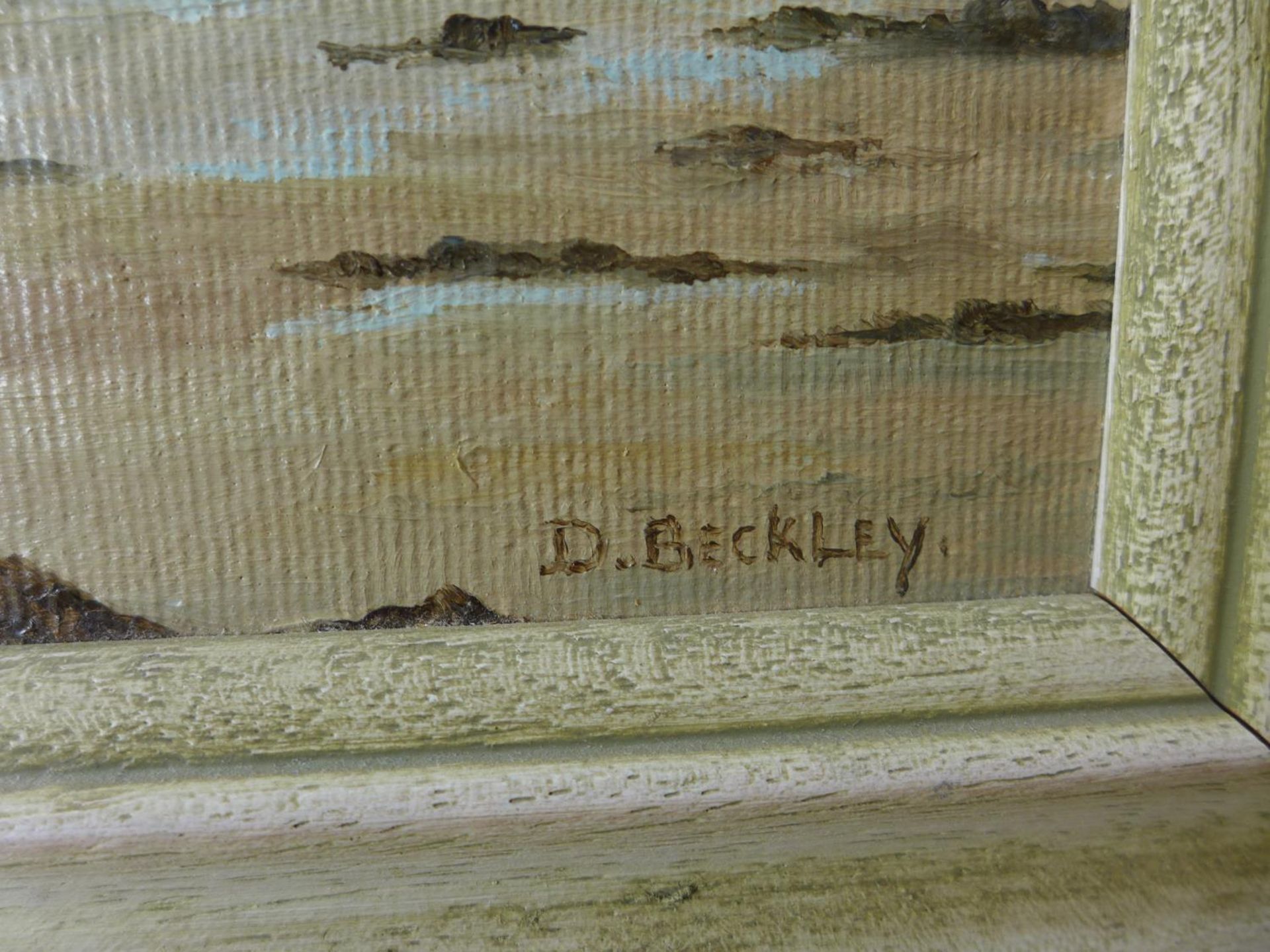 D BECKLEY (BRITISH 20TH CENTURY) 'SEA VIEW ISLE OF WIGHT', OIL ON BOARD, SIGNED, 25X32CM, FRAMED - Image 2 of 3