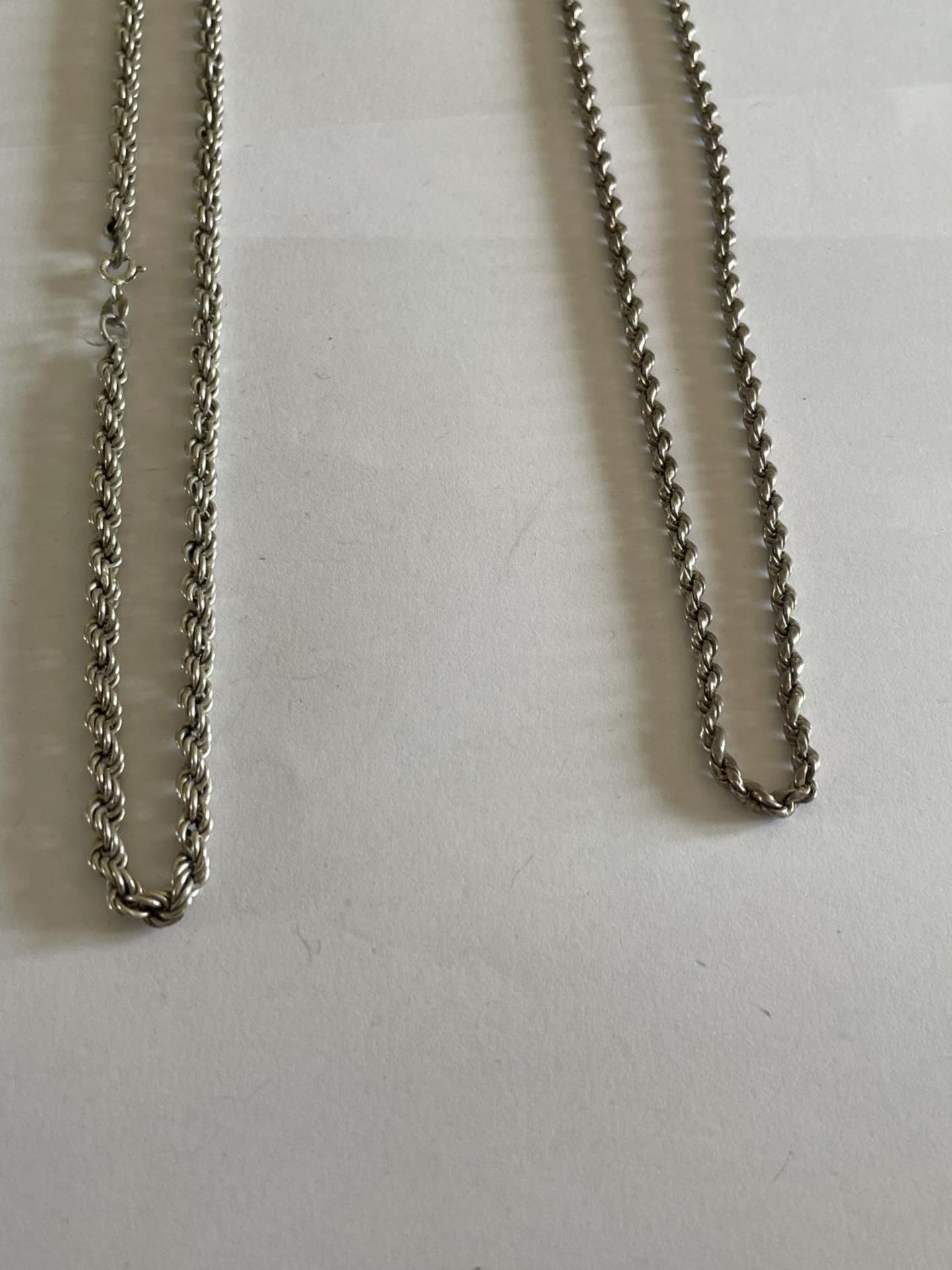 TWO SILVER ROPE NECKLACES LENGTH 18 INCHES - Image 2 of 2