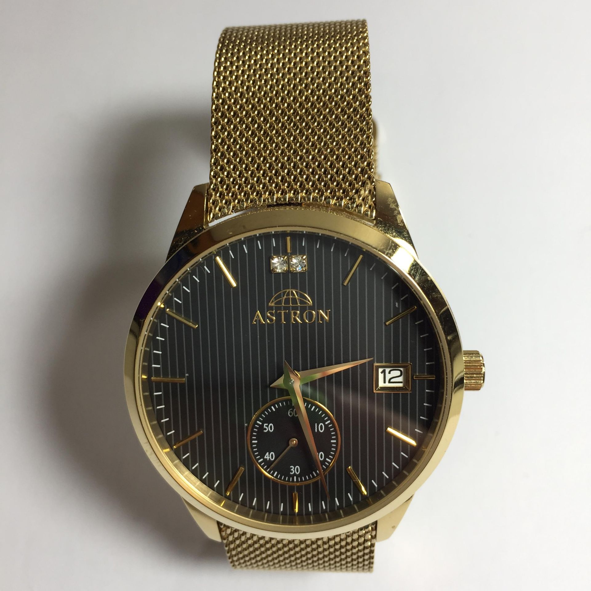 AN ASTRON RONDO GOLD PLATED WATCH WITH CRYSTALS - Image 2 of 3