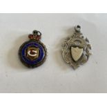 TWO SILVER WATCH CHAIN FOBS ONE HALLMARKED CHESTER