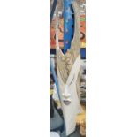 A LARGE DECORATIVE WOODEN WALL MASK APPROX 99CM