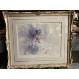 A LARGE ORNATE FRAMED LIMITED EDITION PRINT BY GORDON KING SIGNED IN PENCIL "REVERIE" 60 x 47 CM