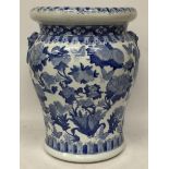 A LARGE CHINESE BLUE AND WHITE DECORATIVE GARDEN SEAT