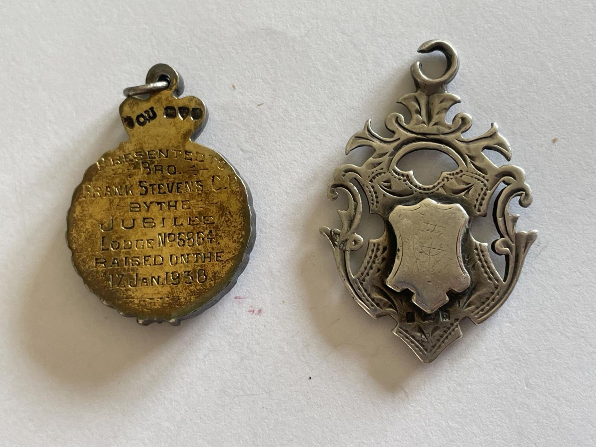 TWO SILVER WATCH CHAIN FOBS ONE HALLMARKED CHESTER - Image 4 of 4